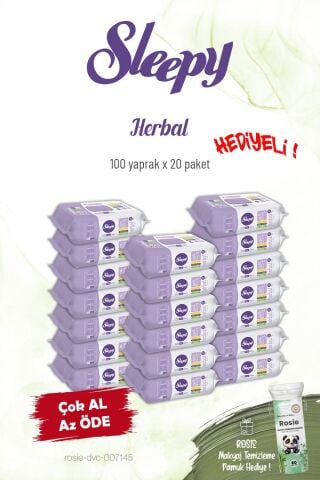 Sleepy 20'li Herbal Kişisel Bakım Havlusu 100'lü ve Rosie