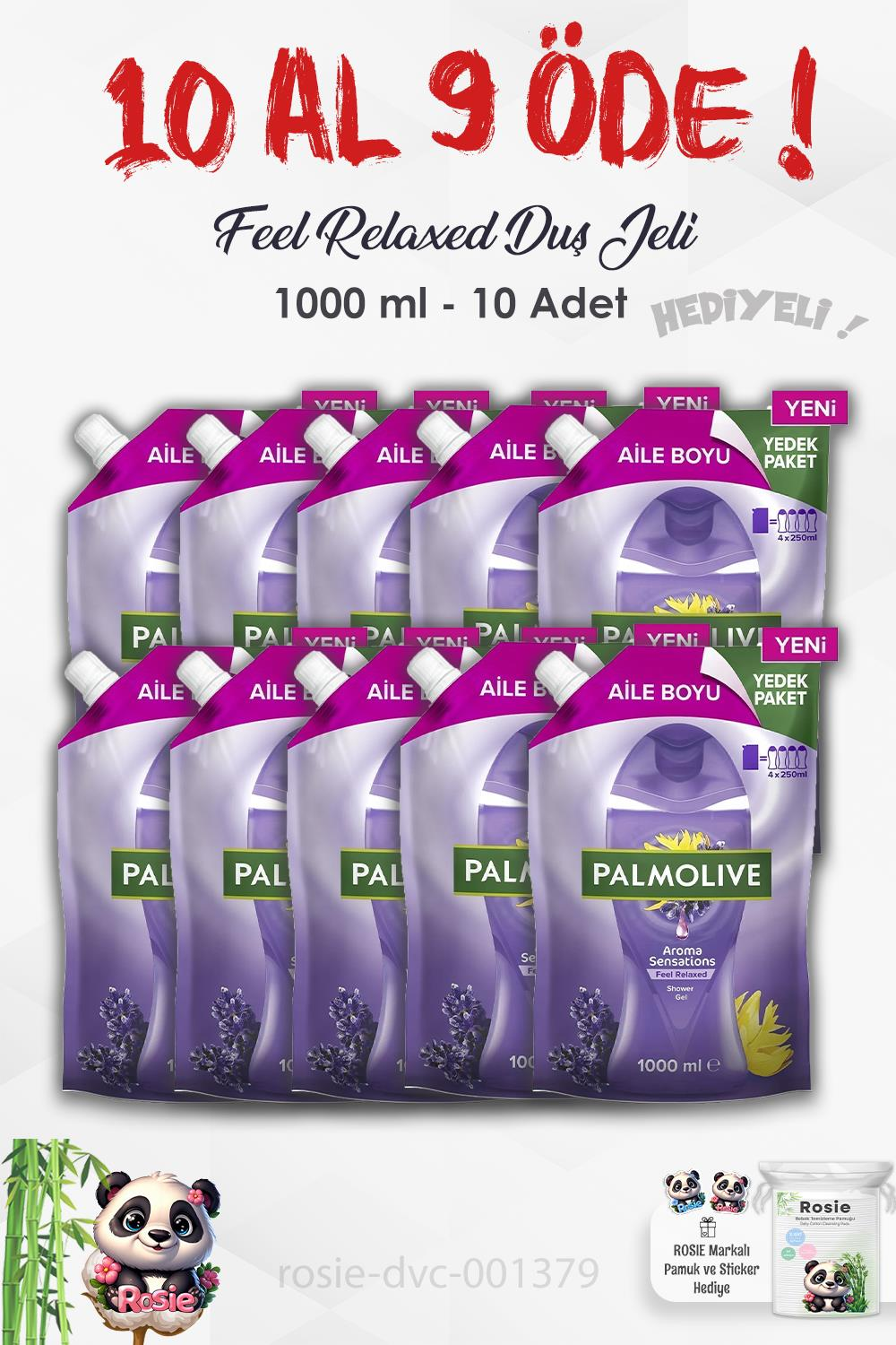 Palmolive 10 AL 9 ÖDE Aroma Sensations Feel Relaxed Duş Jeli 1000 ml ve ROSIE