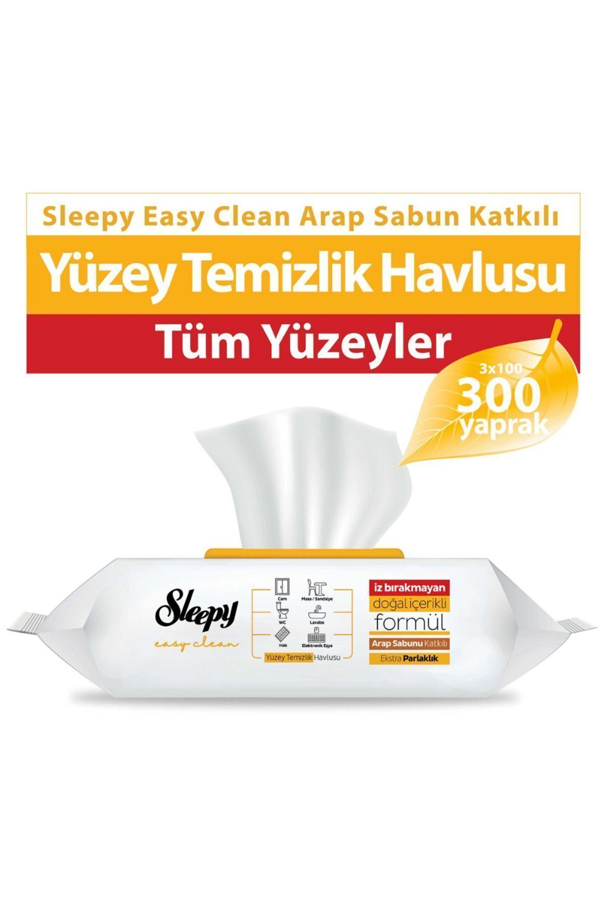 Sleepy Yüzey Temizlik Havlusu Arap Sabun 3 Paket (300 yaprak)
