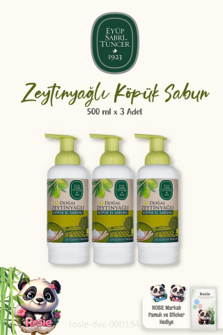 Eyüp Sabri Tuncer Doğal Zeytinyağlı Köpük El Sabunu 500 ml ve Doğal ROSIE Pamuk
