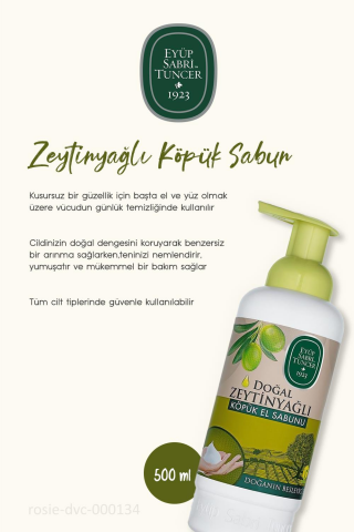 Eyüp Sabri Tuncer Doğal Zeytinyağlı Köpük El Sabunu 500 ml ve Doğal ROSIE Pamuk