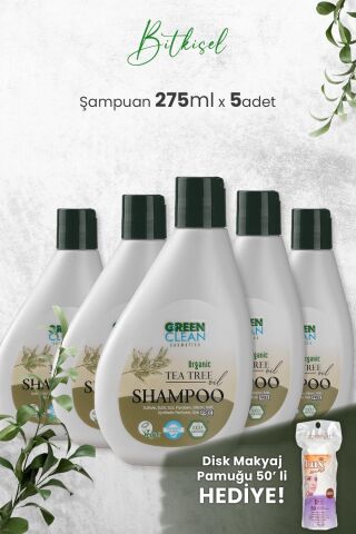 Green Clean Şampuan Tea Tree 275 ml x 5 Adet ve Hediyeli