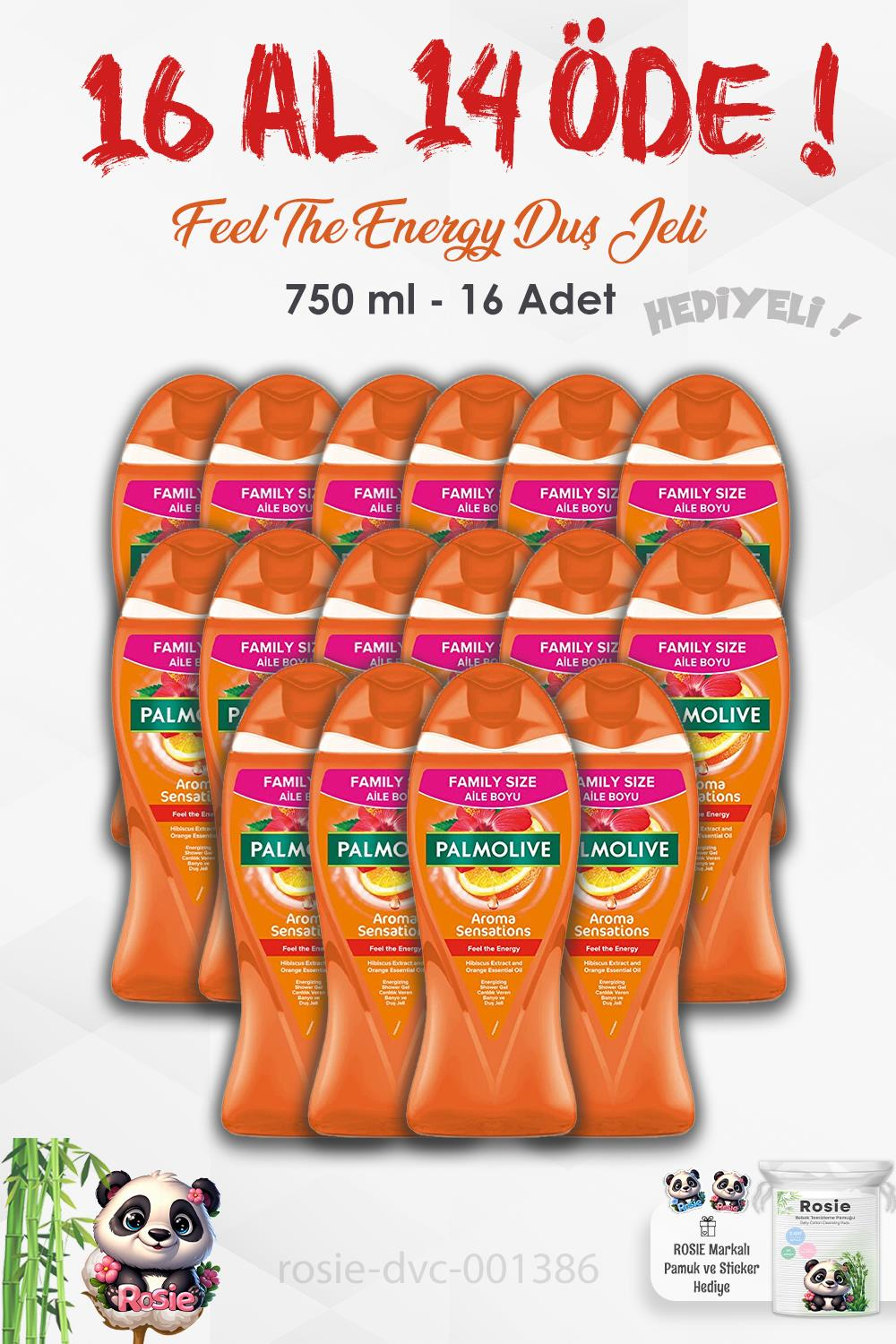 Palmolive 16 AL 14 ÖDE Duş Jeli Feel The Energy 750 ml ve ROSIE