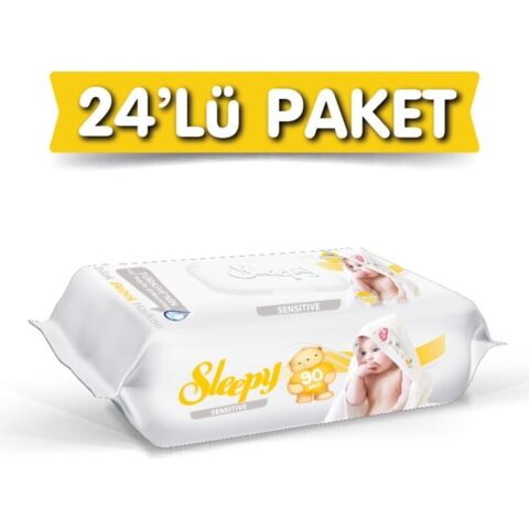 Sleepy Sleepy Islak Havlu Sensitive 90''lı Kapaklı x24