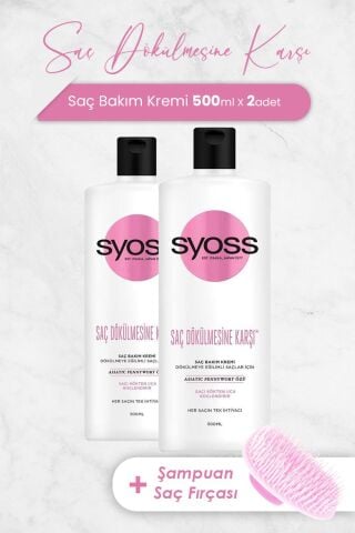 Syoss Saç Kremi Saç Dökülmelerine Karşı 500 ml x 2 Adet ve Şampuan Fırçası