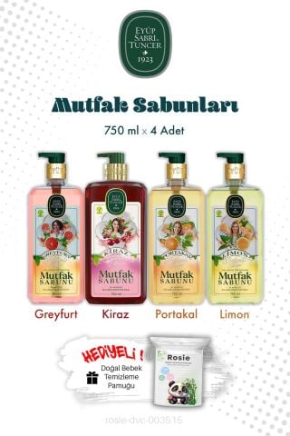 Greyfurt, Portakal, Limon, Kiraz Mutfak Sabun 750 ML ve Rosıe