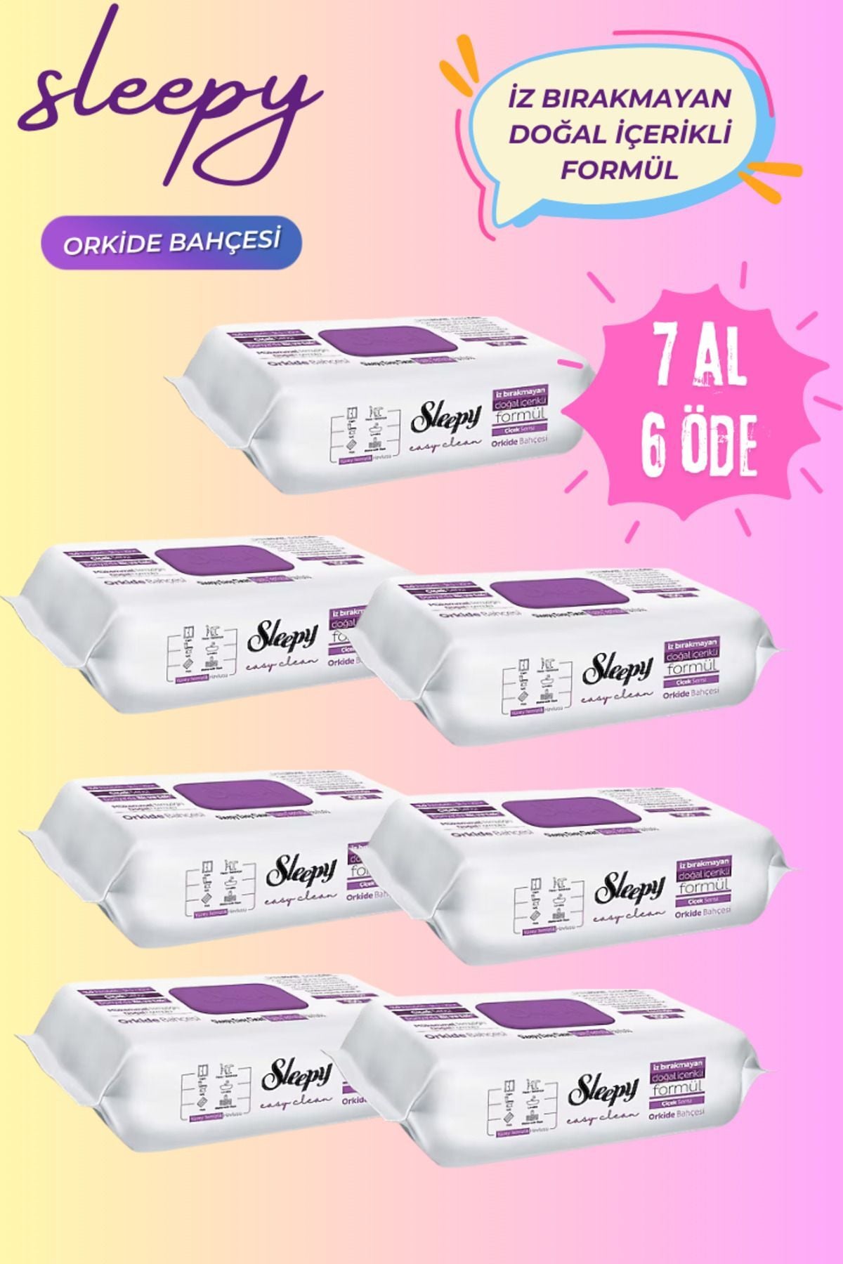 Sleepy Easy Clean Orkide Bahçesi Yüzey Temizlik Havlusu 100 Yaprak 7 Al 6 Öde