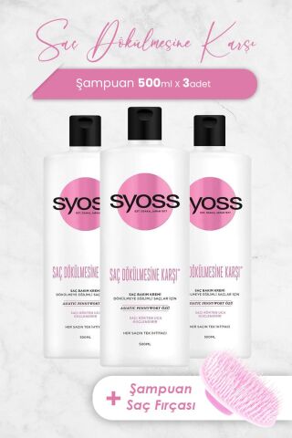Syoss Saç Kremi Saç Dökülmelerine Karşı 500 ml x 3 Adet ve Şampuan Fırçası
