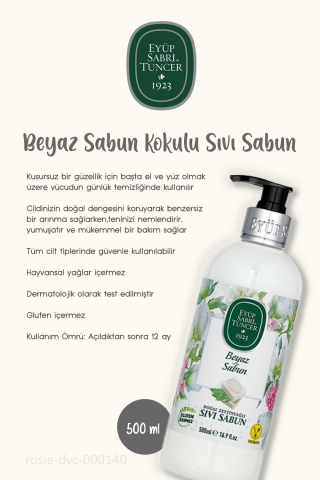 Eyüp Sabri Tuncer 3 Adet Beyaz Sabunlu Sıvı Sabun 500 ml ve Doğal ROSIE Pamuk
