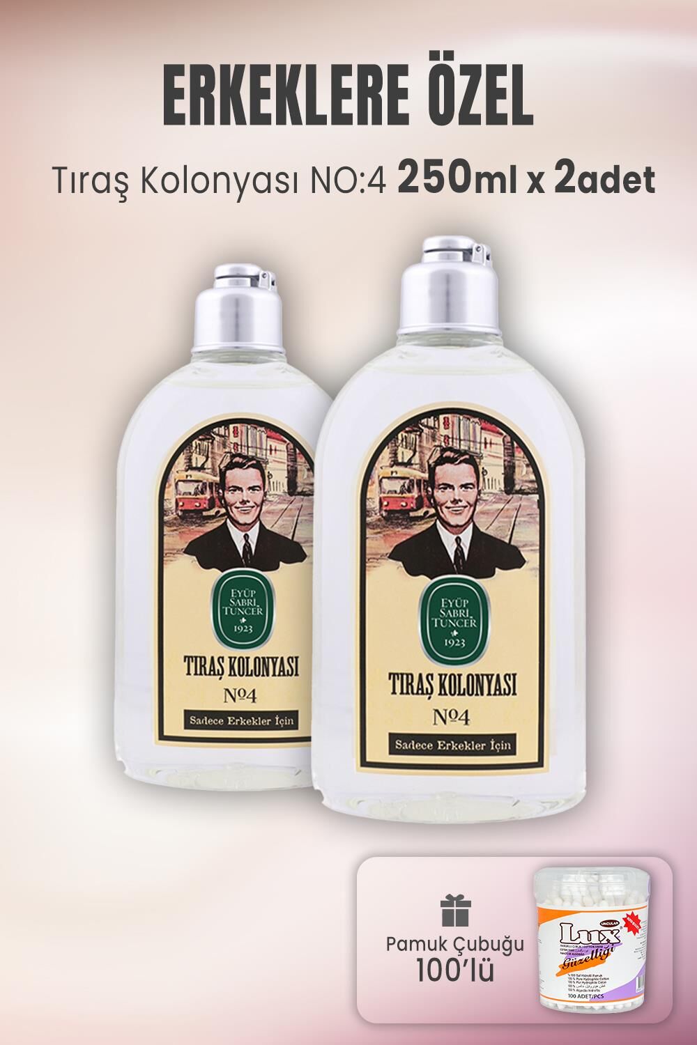 Eyüp Sabri Tuncer Tıraş Kolonyası No: 4 x 2 Adet ve Pamuk Çubuğu 100' lü