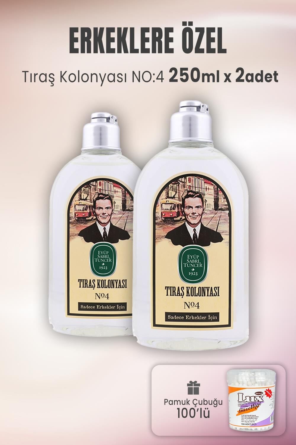 Eyüp Sabri Tuncer Tıraş Kolonyası No: 4 x 2 Adet ve Pamuk Çubuğu 100' lü