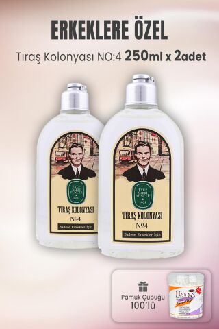 Eyüp Sabri Tuncer Tıraş Kolonyası No: 4 x 2 Adet ve Pamuk Çubuğu 100' lü
