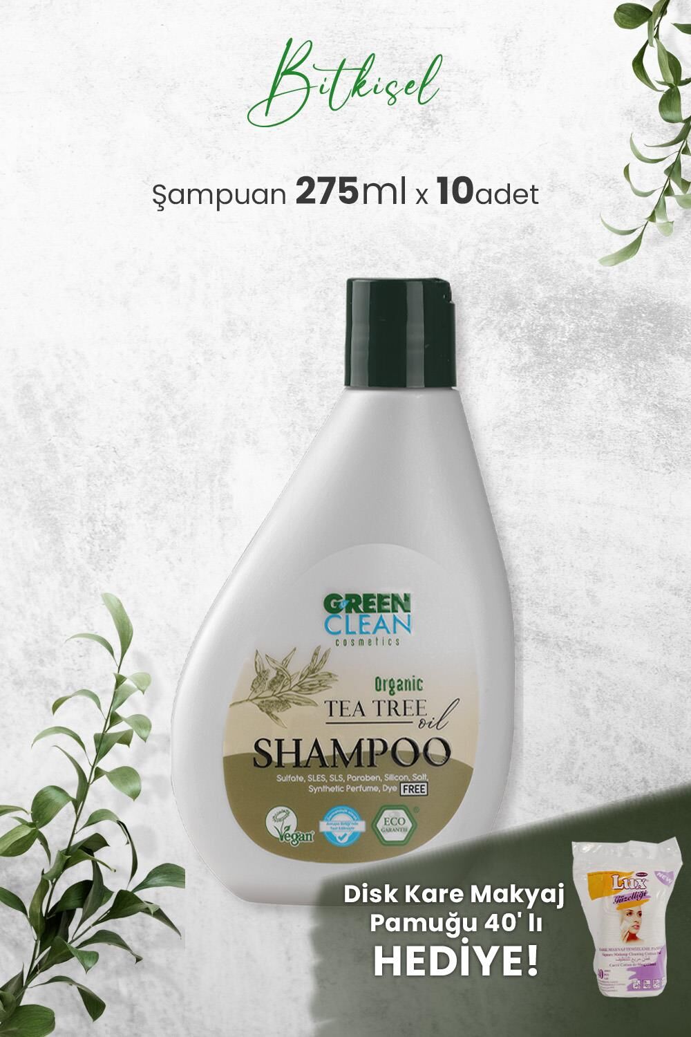 Green Clean Şampuan Tea Tree 275 ml x 10 Adet ve Hediyeli