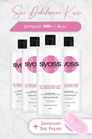 Syoss Saç Kremi Saç Dökülmelerine Karşı 500 ml x 4 Adet ve Şampuan Fırçası