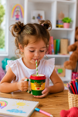 Yılbaşı Temalı El Yapımı Geyik Kupa, Hediyelik Kupa, Mug 400 ml