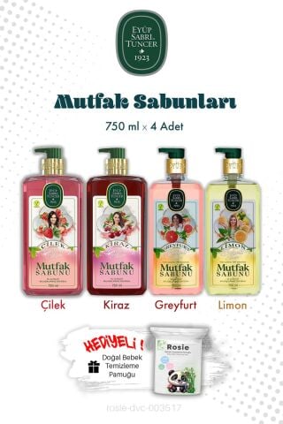 Limon, Kiraz, Çilek, Greyfurt Mutfak Sabun 750 ML ve Rosıe