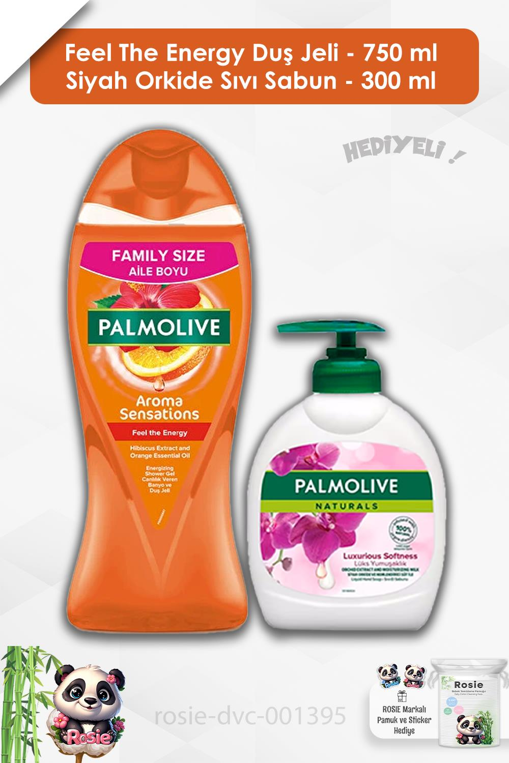 Palmolive Duş Jeli Feel The Energy 750 ml, Siyah Orkide Sıvı Sabun 300 ml ve ROSIE