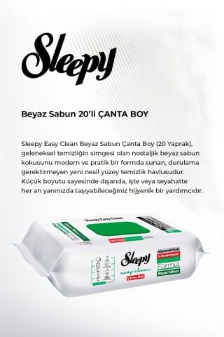 Sleepy Beyaz Sabun (7 paket x 20 yaprak) Çanta Boy ve ROSIE oda kokusu