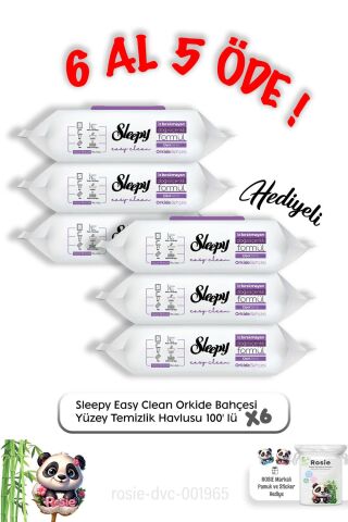 Sleepy Orkide Bahçesi Yüzey Temizlik Havlusu 100' lü 6 Al 5 Öde ve Rosie Pamuk