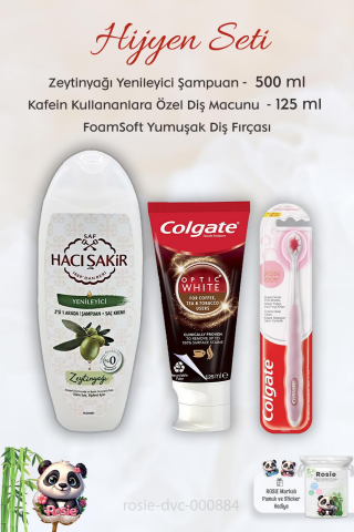 Colgate Kafein Kullananlar Diş Macunu 125 ml, FoamSoft Diş Fırçası, H. Şakir Zeytinyağlı Şampuan 500 ml