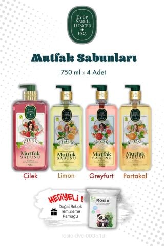 Limon, Portakal, Çilek, Greyfurt Mutfak Sabun 750 ML ve Rosıe