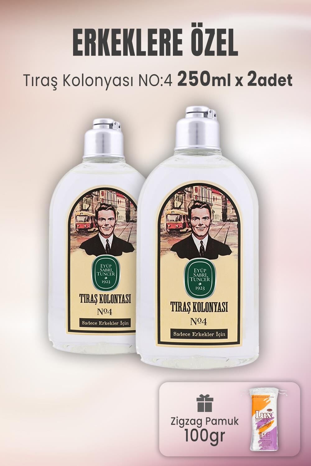 Eyüp Sabri Tuncer Tıraş Kolonyası No: 4 x 2 Adet ve Zigzag Pamuk 100 gr