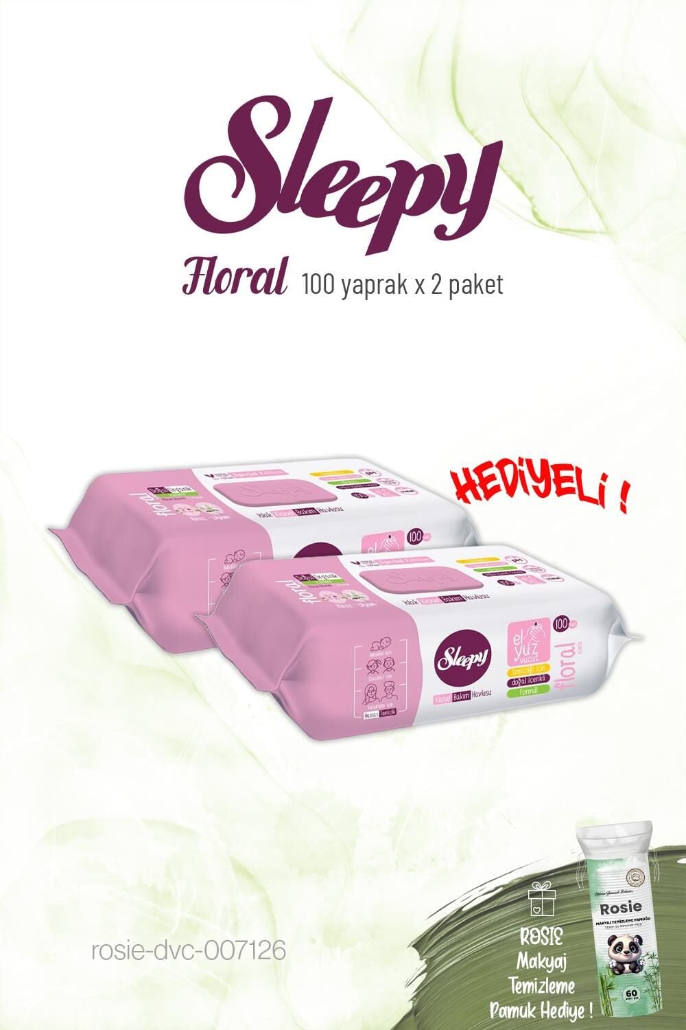 Sleepy 2'li Floral Kişisel Bakım Havlusu 100'lü ve Rosie