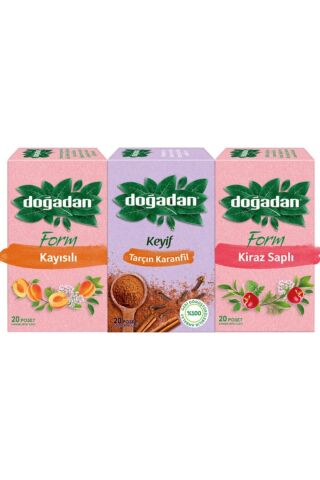Doğadan Form Çay Kiraz Saplı, Kayısılı ve Tarçın & Karanfil 20'li