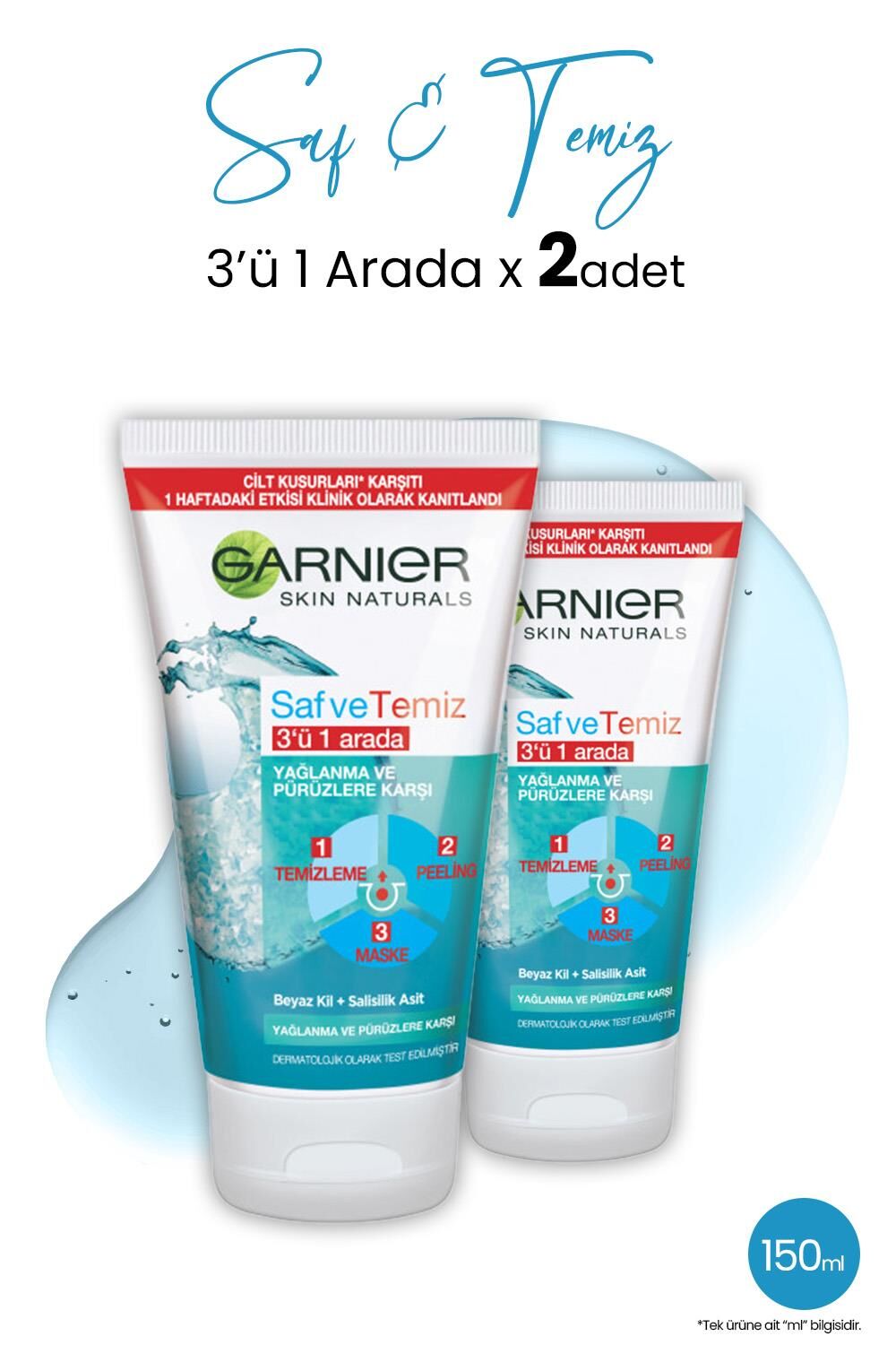 Garnier 3' ü 1 Arada Saf & Temiz 150 ml x 2 Adet