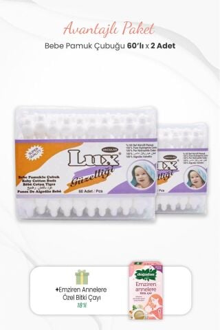 Lux 2'li Bebe Pamuk Çubuğu ve Emziren Annelere Özel Bitki Çayı
