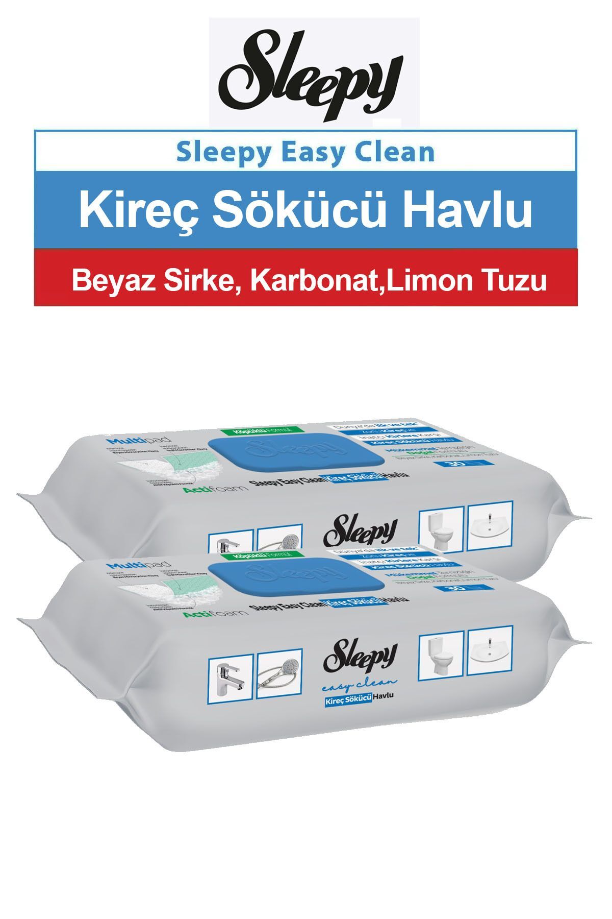 Sleepy Easy Clean Kireç Sökücü Havlu 30'lu 2 Paket