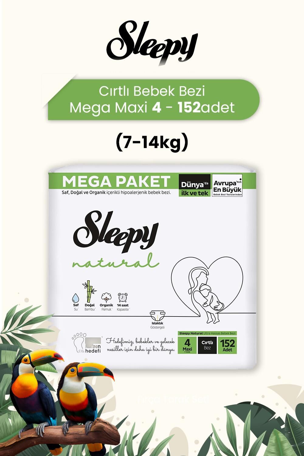 Sleepy Natural Mega Maxi 4 (7-14kg) 152 Adet Bebek Bezi