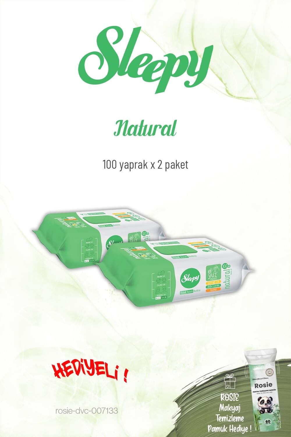 2'li Sleepy Natural Kişisel Bakım Havlusu 100'lü ve Rosie