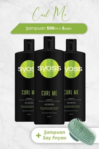 Syoss Curl Me Şampuan 500 ml x 3 Adet ve Şampuan Fırçası