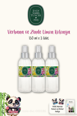 3'lü Eyüp Sabri Tuncer Verbena & Zinde Limon Kolonyası 150 ml ve Doğal ROSIE