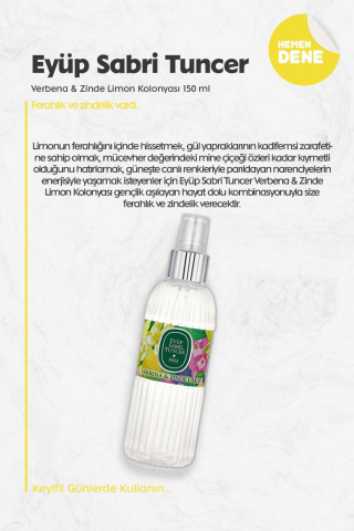3'lü Eyüp Sabri Tuncer Verbena & Zinde Limon Kolonyası 150 ml ve Doğal ROSIE