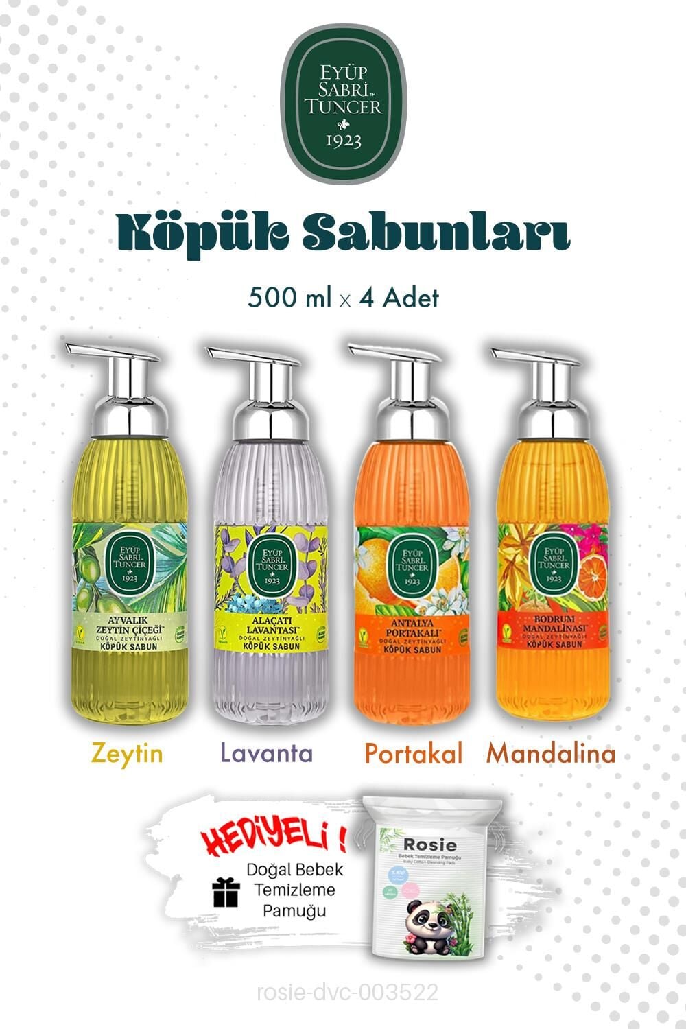 Köpük Sabun 500 ML Eyüp Sabri Tuncer 4'lü Set ve ROSIE