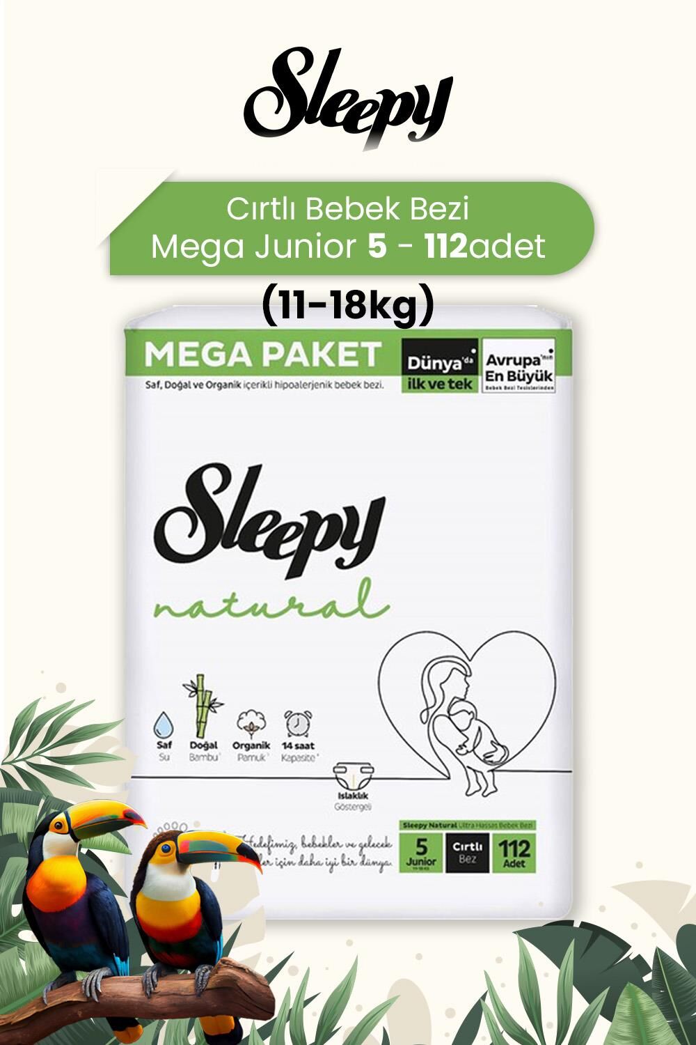 Sleepy Natural Mega Junior 5 (11-18kg) 112 Adet Bebek Bezi