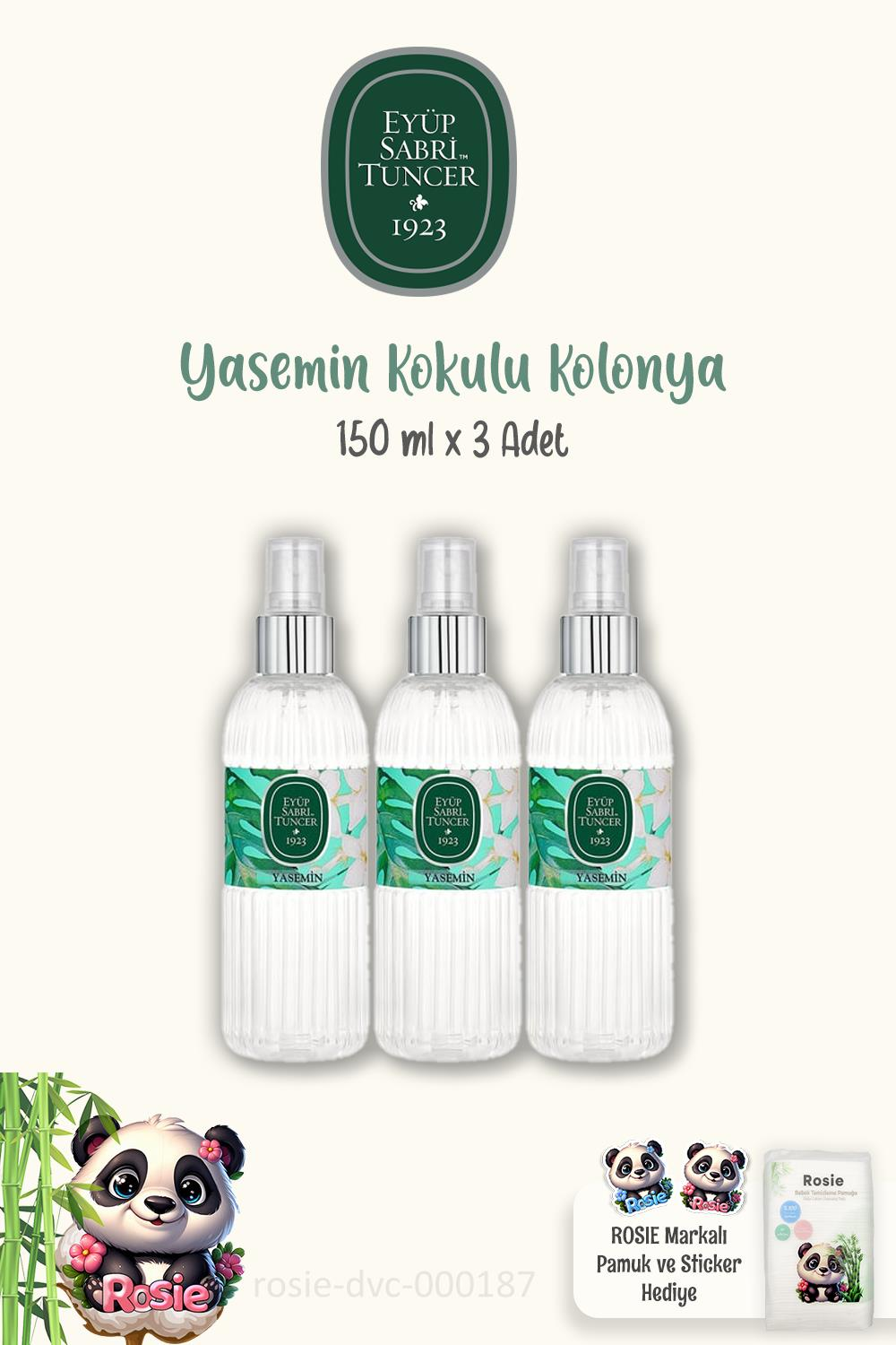 Eyüp Sabri Tuncer Yasemin Kolonyası 150 ml  3 Adet ve ROSIE Pamuk 60'lı