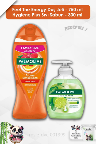 Palmolive Duş Jeli Feel The Energy 750 ml,Hygiene Plus Sıvı Sabun 300 ml ve ROSIE
