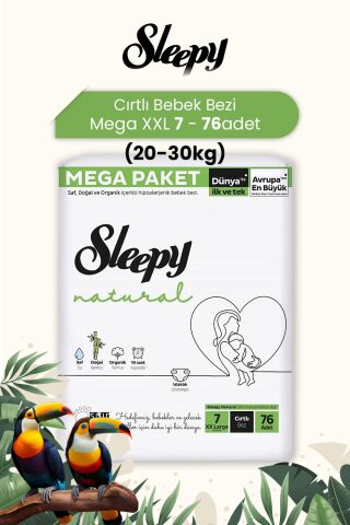 Sleepy Natural Mega XXL 7 (20-30kg) 76 Adet Bebek Bezi