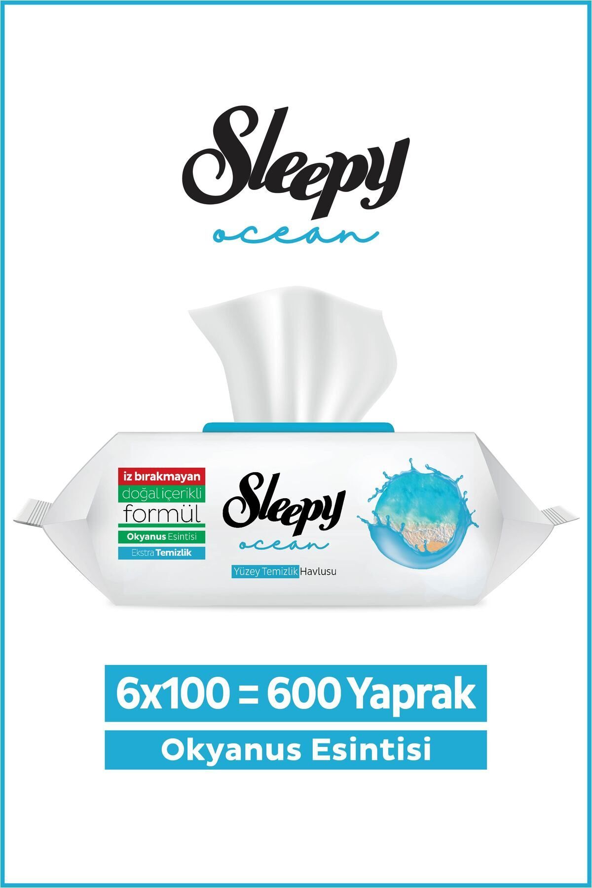 Sleepy Ocean Yüzey Temizlik Havlusu Okyanus Esintisi 6x100 (600 Yaprak)