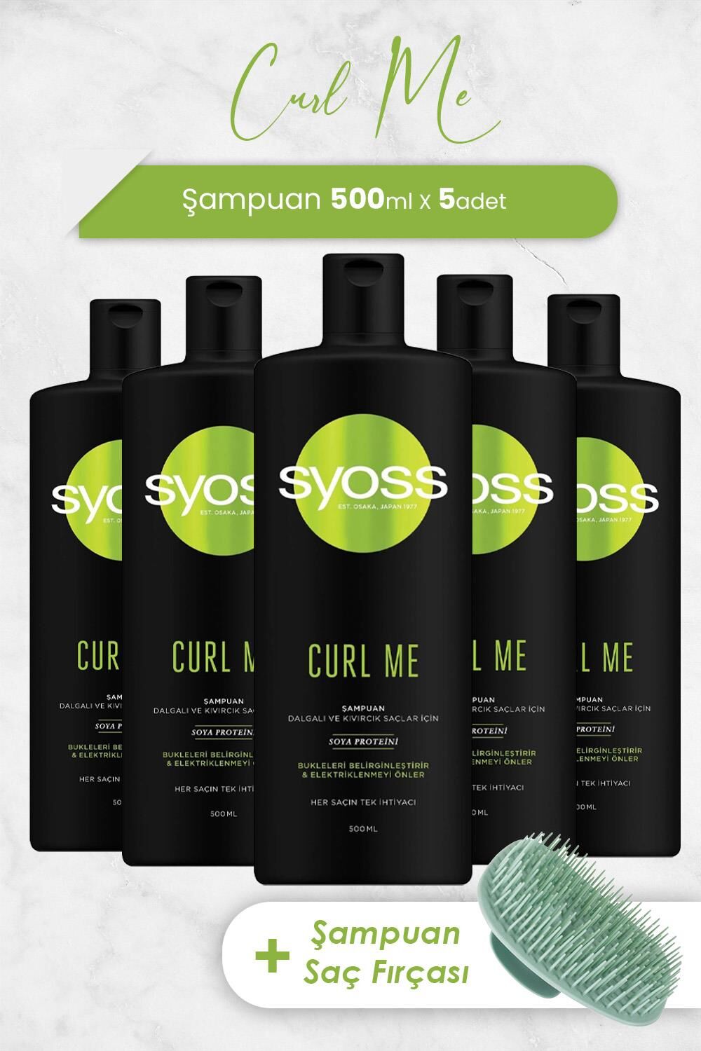 Syoss Curl Me Şampuan 500 ml x 5 Adet ve Şampuan Fırçası