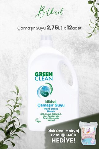 Green Clean Bitkisel Çamaşır Suyu 2,75 Lt x 12 Adet ve Hediyeli