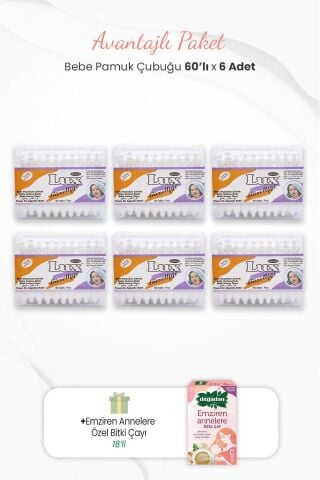 Lux 6'lı Bebe Pamuk Çubuğu ve Emziren Annelere Özel Bitki Çayı