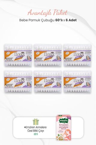 Lux 6'lı Bebe Pamuk Çubuğu ve Emziren Annelere Özel Bitki Çayı