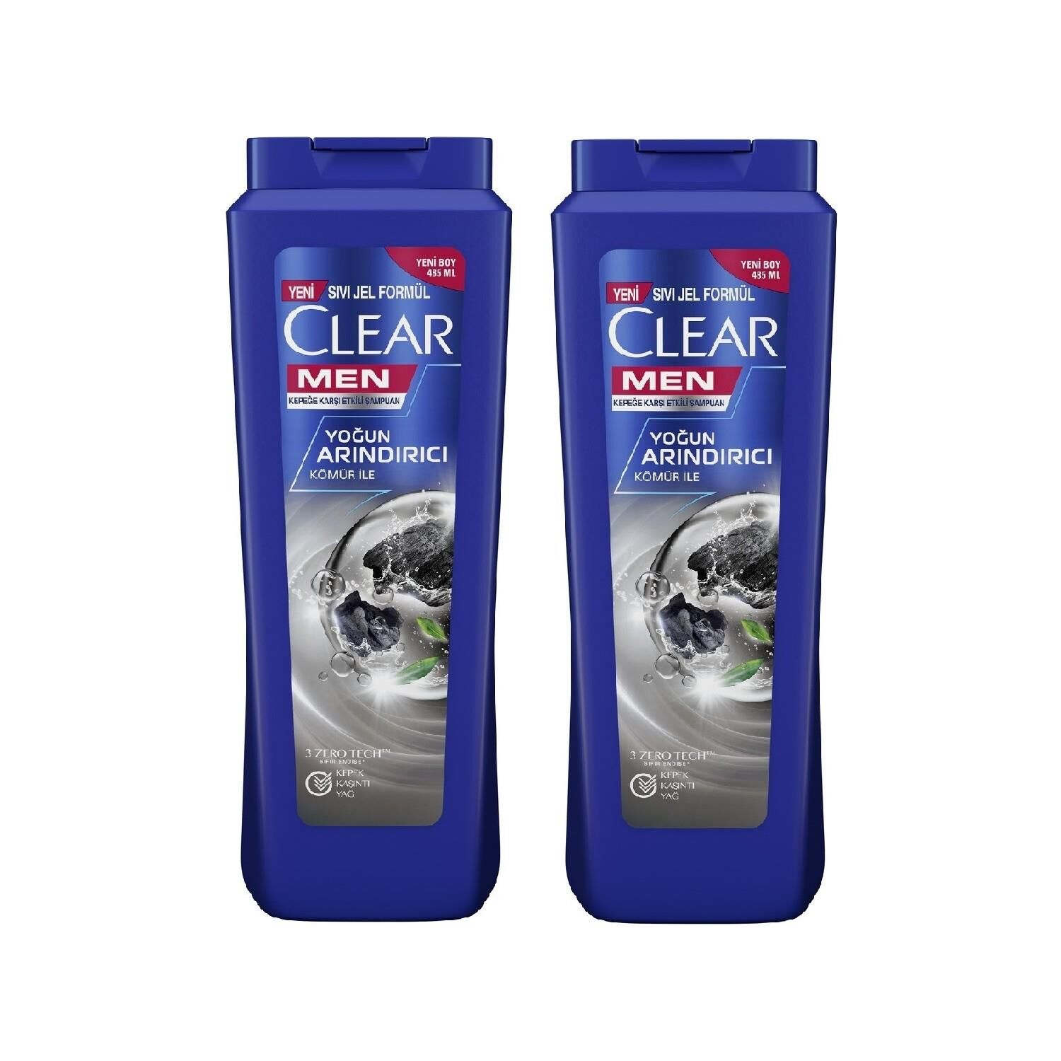 Clear Men Kepeğe Karşı Etkili Şampuan Yoğun Arındırıcı Kömür İle 485 ML x 2