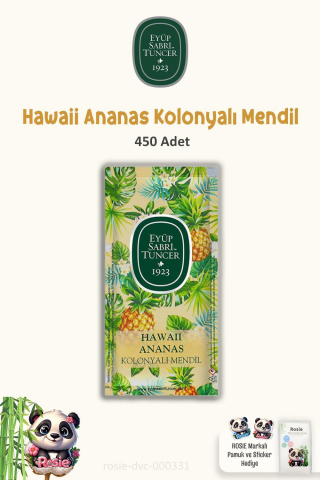 Eyüp Sabri Tuncer 3 Paket Hawaii Ananas Kolonyalı Mendil 150'li ve ROSIE