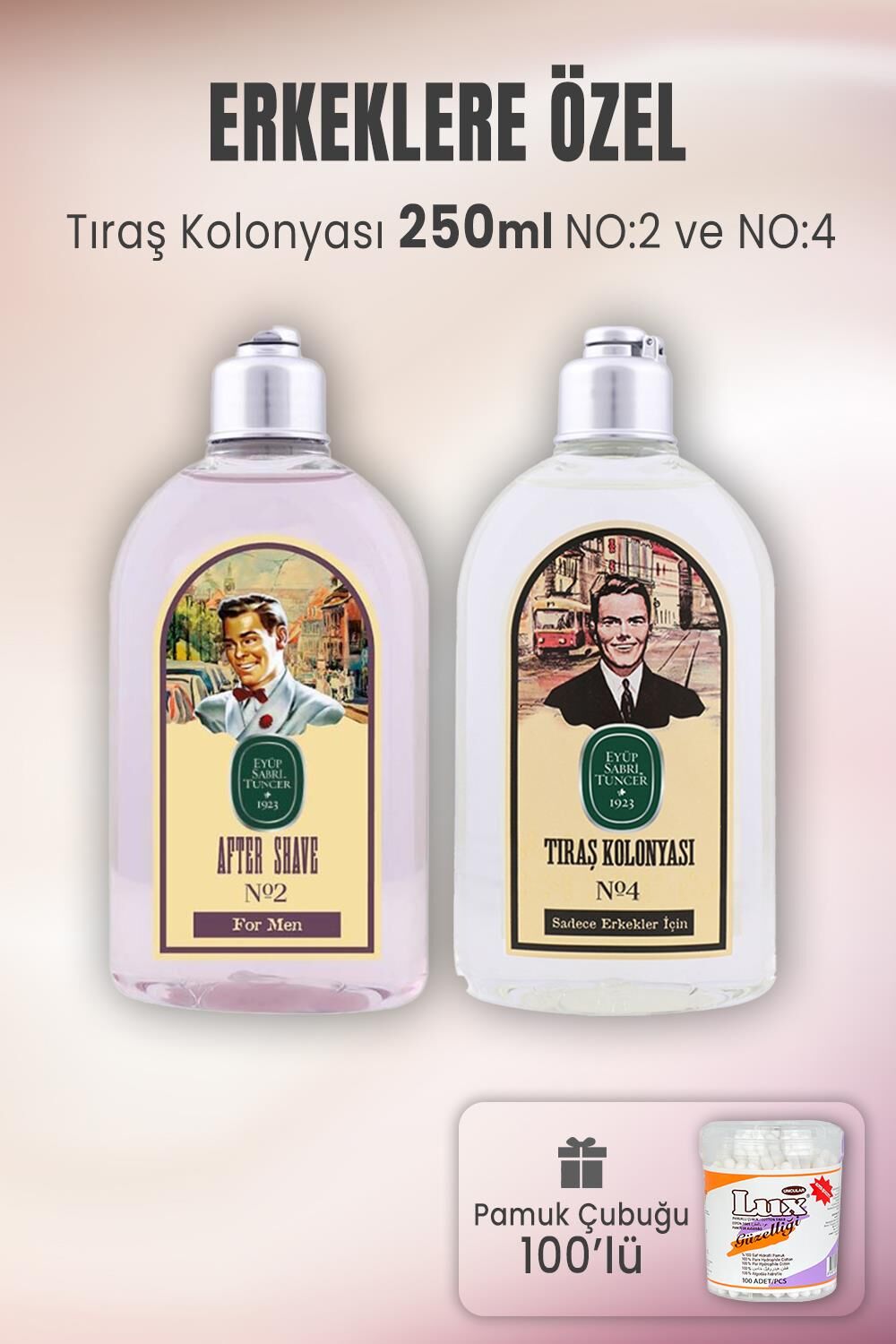 Eyüp Sabri Tuncer Tıraş Kolonyası No 2, No 4 ve Pamuk Çubuğu 100' lü
