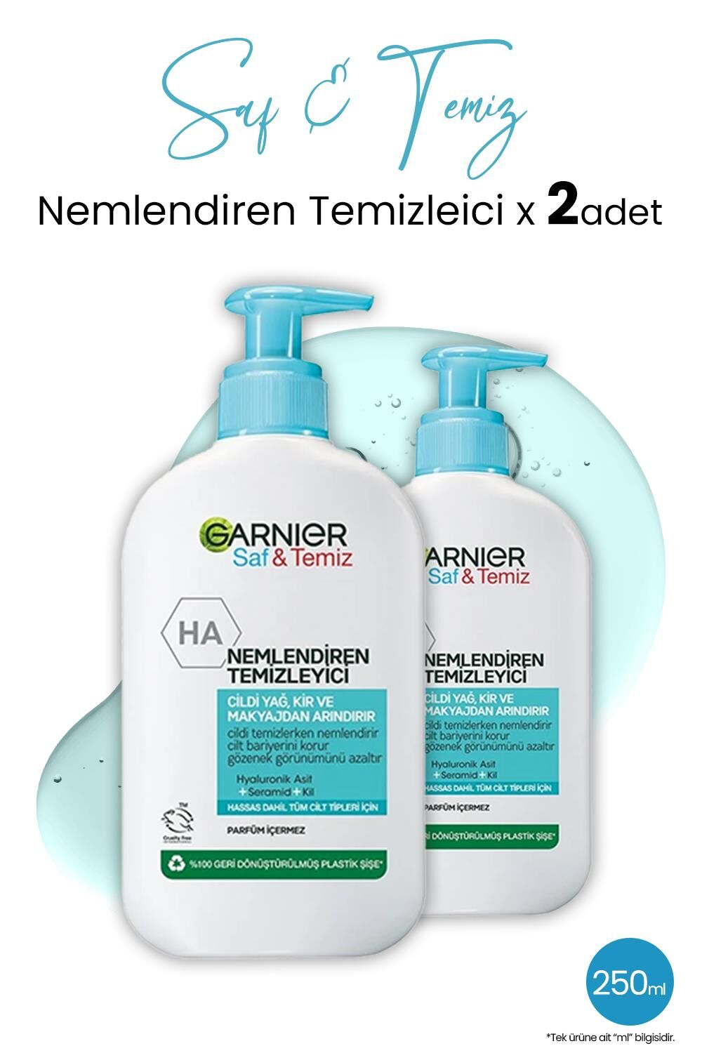 Garnier Nemlendiren Temizleyici Saf & Temiz 250 ml x 2 Adet